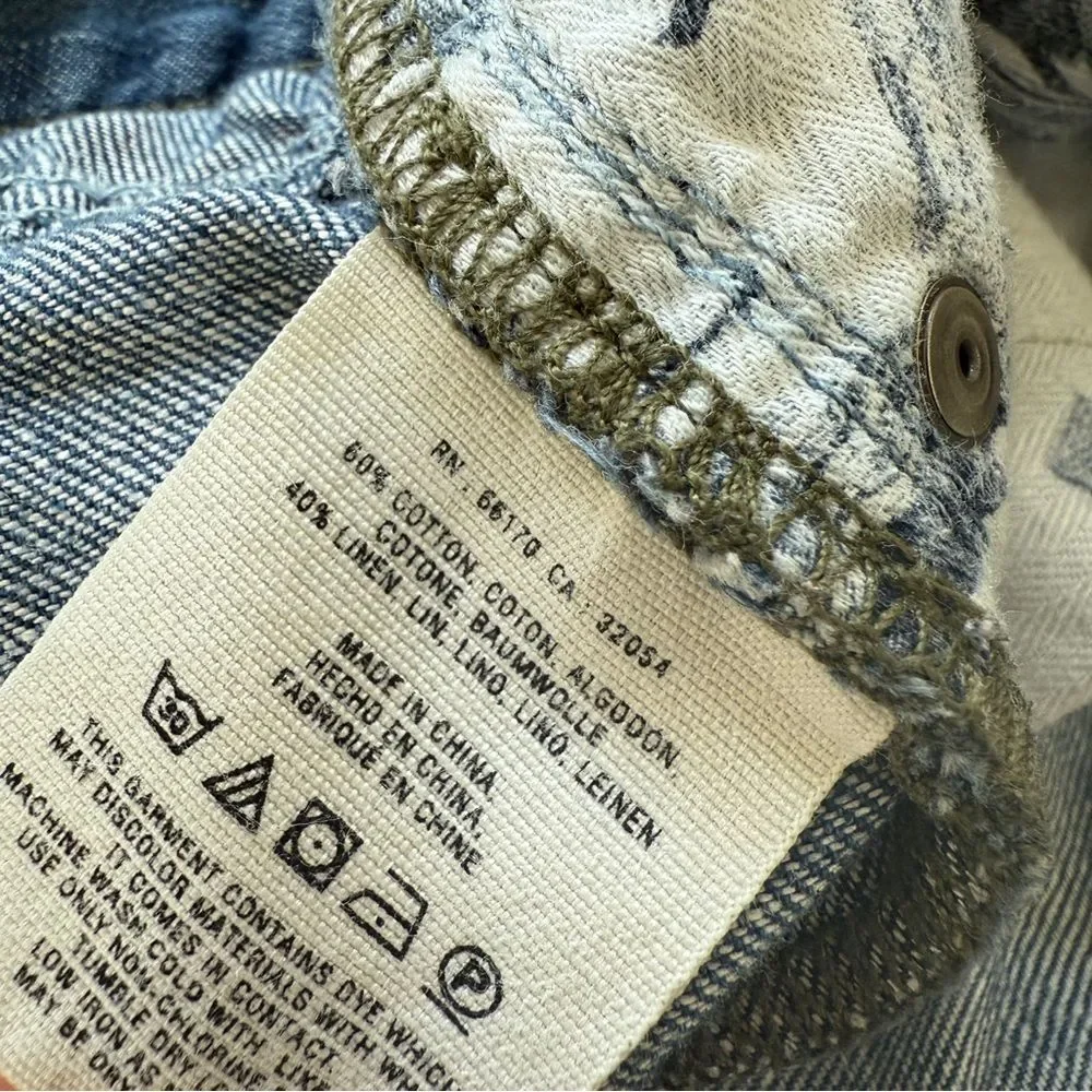 Anthropologie Pilcro Shorts 32 Waist Artstroke Print Boho Cotton Linen - Picture 10 of 12